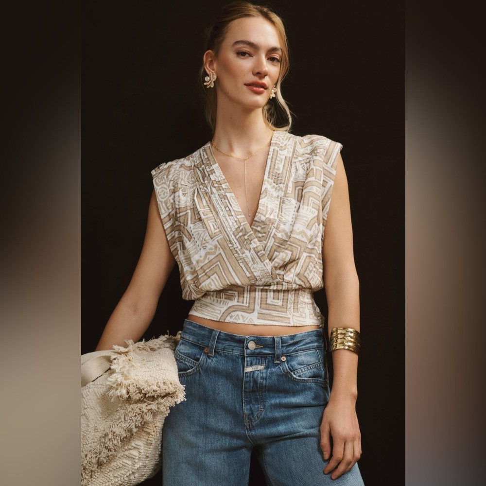 Anthropologie Sleeveless Wrap Top, Medium NWT